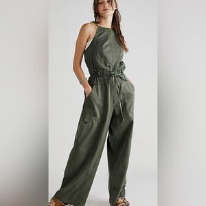 Free People Hearts Run Free Denim Jumpsuit